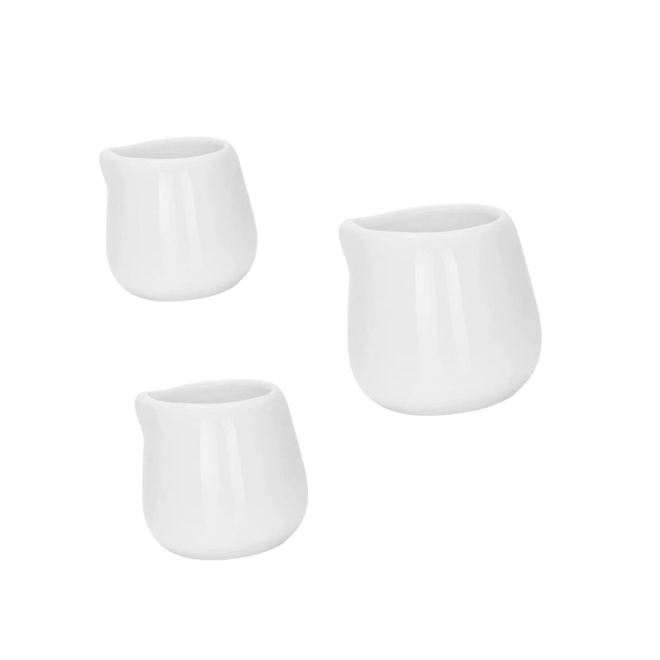BRIGHTFUFU 3pcs Ceramic Milk Jug Coffee Creamers Espresso Pot Milk Coffee Creamer Jug Mini Jam Jars Sauce Containers Espresso Ground Coffee Cup Dispenser Milk Pitchers White Ceramics