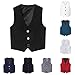 Boys Suit Vest Kids Formal Waistcoat Vest with Pockets Adjustable Back Strap Vest for Wedding Piano Performance Blue