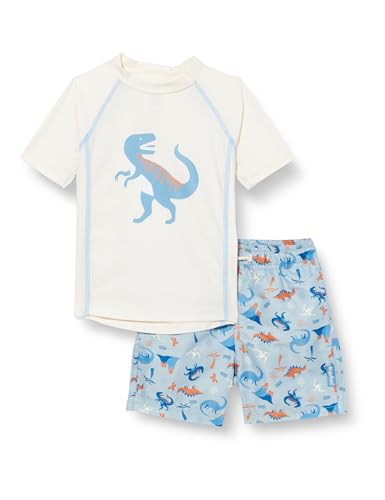 Playshoes Conjunto de baño unisex con protección UV, dos piezas, camiseta de baño, Dino Ecru, 80 cm