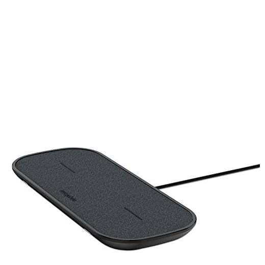 mophie Dual Universal Wireless Charging Pad - 10 Watt, Works with Qi-Certified Devices, Fast Charge for Samsung Galaxy, Google Pixel, Apple iPhone, Apple AirPods, and Extra USB-A Port for Apple Watch