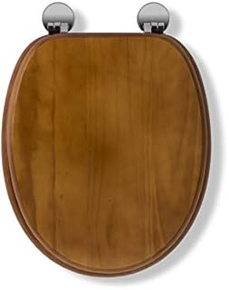 Croydex WL602250H Flexi-Fix Davos Always Fits Never Slips Anti Bacterial Toilet Seat, Wood, Antique Pine Effect, 43 x 36.5 x 6 cm