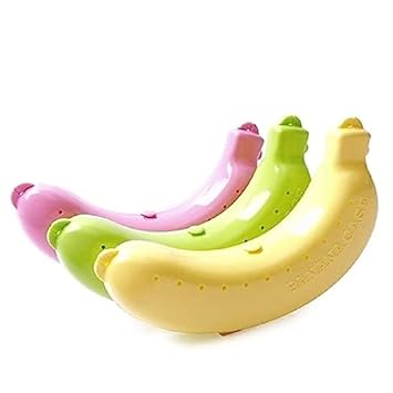 FAIRY FIRST Plastic Banana Food Storage Container, Banana Case Cover (Multicolour - Set of 3)