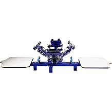 INTSUPERMAI 4 Color 2 Station Silk Screen Printing Machine Micro-Registration Single Rotating Screen Printing Press Screen Printing Press Equipment DIY T-Shirt Machine Desktop Type