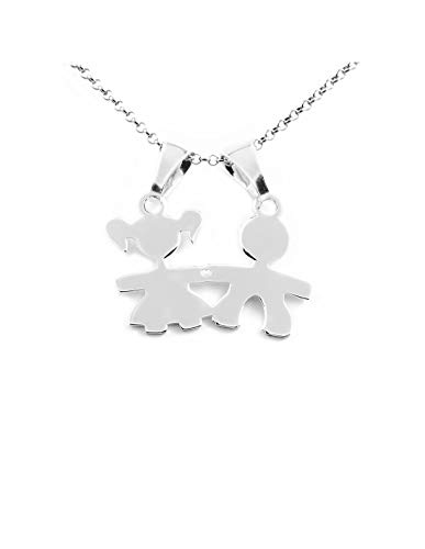 Ciondolo diviso bambina e bambino in argento 925