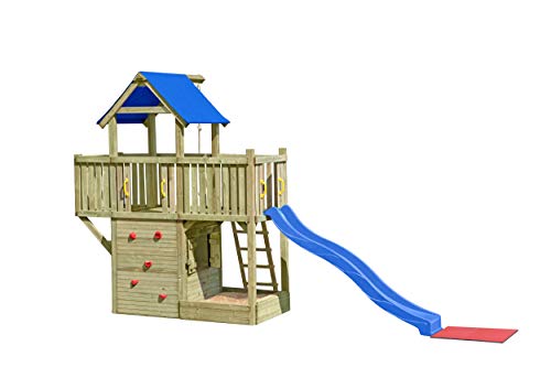 Gartenpirat Spielturm Galeone mit Rutsche und Kletterwand,...