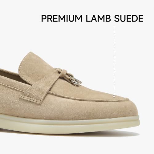Image of BEAU TODAY Women's Suede Loafer Flats，Slip On Penny Loafers Work Shoes