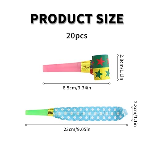 20 Stück Tröte,Party Kinder Gebläse,Krachmacher Tröten Spielzeug Kindergeburtstag Pfeifen Spielzeuge Funny Games Geburtstag Graduation Mehrfarbig Plastik Whistles Papiertrompete,für Neujahr Partys Etc