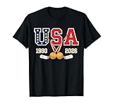 1980 and 2026 Hockey Vintage USA Crossed Sticks Patriotic T-Shirt