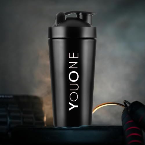 Image of YOUONE Stainless Steel Shaker Bottles For Gym - 100% Leakproof Guarantee, Ideal For Protein, Pre Workout, Bcaas & Water Bpa Free Material (Red) (Black)