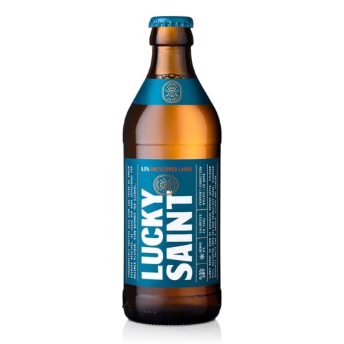 LUCKY-SAINT-Alcohol-Free-Beer-Case-of-12-x-330ml-05-Bottles-Vegan-53-Calories-per-Lager-4-Natural-Ingredients-Pilsner-Malt-Hallertau-Hops-Water-Yeast-Non-Alcoholic-Gifts-Hampers