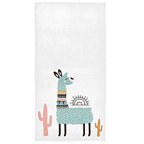 Serviettes à main de lama de cactus tropical Serviette de cactus d'alpaga mignon Torchons de cuisine doux Débarbouillettes de vaisselle Serviette de toilette mince pour le visage Décorations de bain p Cover