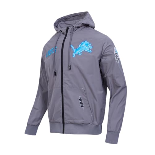 Pro Standard Mens NFL Detroit Lions Full Zip Hoodie Gray 2XL - Image 3