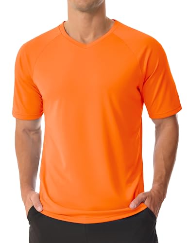 MAGCOMSEN Men's UPF 50+ Sun Protection Shirts V Neck Short Sleeve T-Shirt Quick Dry Swim UV Shirt Summer Workout Rash Guard