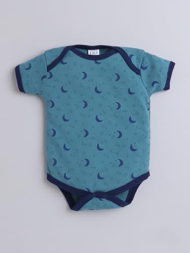 EIO New Born Baby Multi-Color Cotton Sleep Suit Romper Body Jumpsuti Body Suit for Boys and Girls Set (Pack of 5 Green, 0-3 Months)
