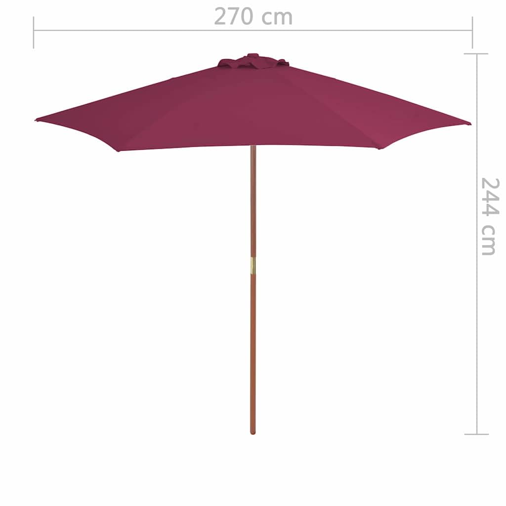 SYDE Ombrellone da giardino in legno terracotta, 270 cm