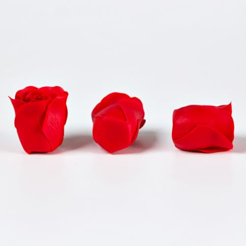 Rosas artificiales de plástico rojo súper simulado 81 piezas flores decorativas interiores 5