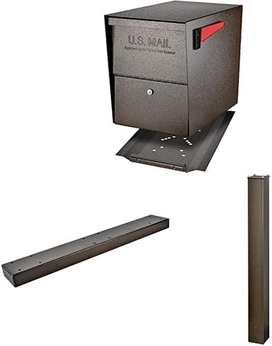 Mail Boss Package Master X3 In-Ground Mount Combo Kit Locking Metal Standard Mailbox - Bronze