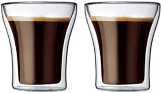 Bodum ASSAM Coffee Glass Set (Double-Walled, Dishwasher Safe, 0.2 L/7 oz) - Pack of 2, Transparent
