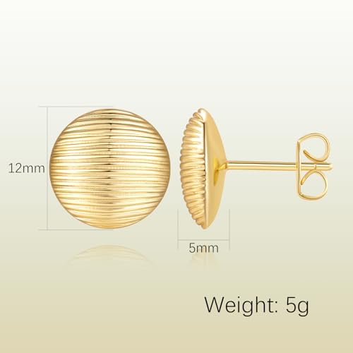 Gold Earrings for women 14K Gold Studs Earrings for Women Stud Earring for womens Stud Shell-Like Aesthetic Adorable and Comfort-Focused Womens Studs Earring 12mm2