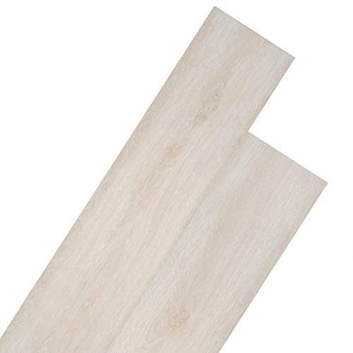 UnfadeMemory Suelo de Vinilo para el Suelo,Decorativo para Cocinas Baños Salones,Resistente y Antideslizante,5,26m²,18 uds (Roble Clásico Blanco)