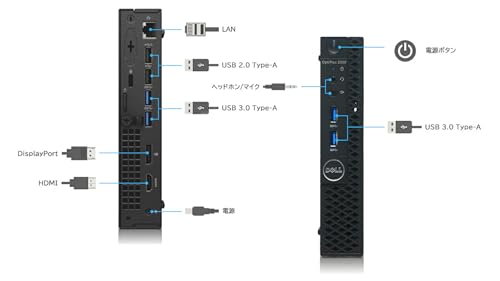 Dell 超ミニPC OptiPlex 3050 Micro Intel Core i5/ RAM:DDR4 8GB/高速SSD:512GB/ 静音性/4K HDR対応/省スペース小型pc超軽量豊富なインターフェース/Office2019 H&B/Win11 Pro搭載/無線端子付き (整備済み品)