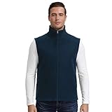 Men's Black Outdoor Waistcoat Thick Micro Fleece Bonded Vest Fishing Travel Safari Vest Navy-2XL