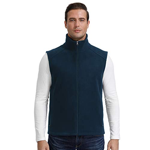 Micro Fleece Black Waistcoat Casual Work Windproof Warm Hunting Travels Sports Vest for Men Navy-L