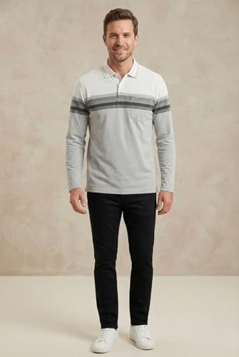 Image of Full Sleeve Polo T Shirt for Men Cotton with Pocket and Collar - Regular Fit Tshirt