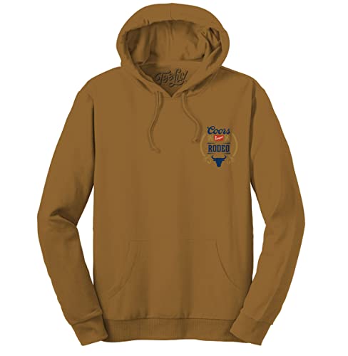 Tee Luv Mens Coors Banquet Beer Hoodie - Hooded Coors Rodeo Sweatshirt Brown S