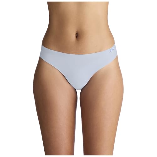 Under Armour Women's Ua Pure Stretch No Show Thong-Solid 3pk,Blue Calm3