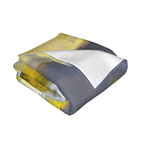 Yellow Abstract Soft Flannel Fleece Blanket Breathable Throw Blanket Halloween Chirstmas Days Rustic Cozy Blanket For Couch Sofa Bed Living Room Suitable For All Season 50X60 Inch #TOP2