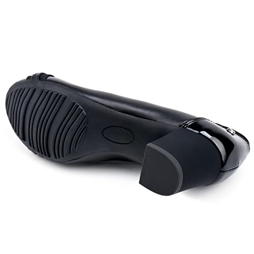 Jenn Ardor Chunky Heels Pumps Women Fashion Closed Toe Mid High Heels 2 Inch Block Heeled Shoes Comfortable Office Work Pumps For Ladies Slip Ons Black 9 #TOP6