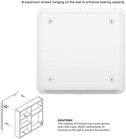 Meerveil Bathroom Mirror Cabinet, Wall-mounted Storage Cabinet with 2 Doors 5 Shelves Wooden Modern Style, 68 x 13 x 66 cm, White