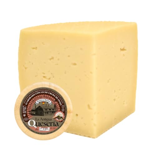 La Antigua Quesería Queso Artesano Curado de Oveja con Leche Cruda, Madurado con Manteca Ibérica, Curación Mínima 6 Meses, CUARTO DE QUESO 750 g (Aprox)
