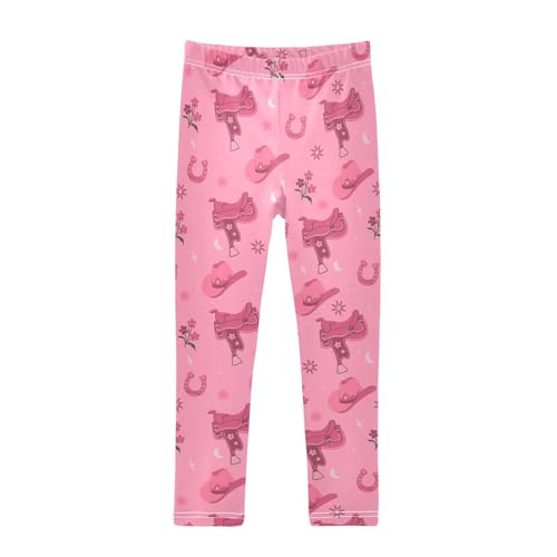 ZZKKO Girls Leggings Cowboy Hats Saddles and Horseshoes Toddler Girls Clothes Leggings for Girls Toddler Girls Leggings 3-4T