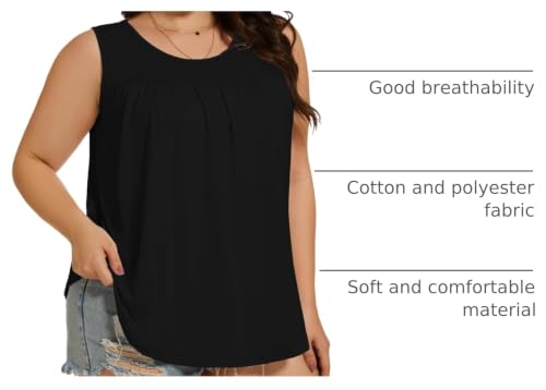 Image of Women Plus Size Tank Top Casual Summer Tops Loose Fit Sleeveless T Shirts Trendy Crewneck Tunic Tees 2026