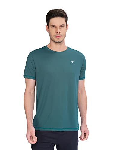 Image of TECHNOSPORT Men's Slim Fit Polyester Activewear Sports T-Shirt with Moisture-Wicking Comfort for Workout, Running & Gym