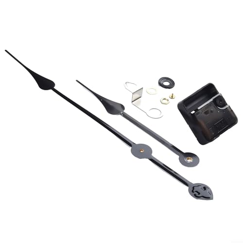Kit de remplacement de mécanisme d'horloge à longues aiguilles Mouvement à quartz silencieux pour grandes horloges murales 50-60cm Réparation DIY (Noir 2)