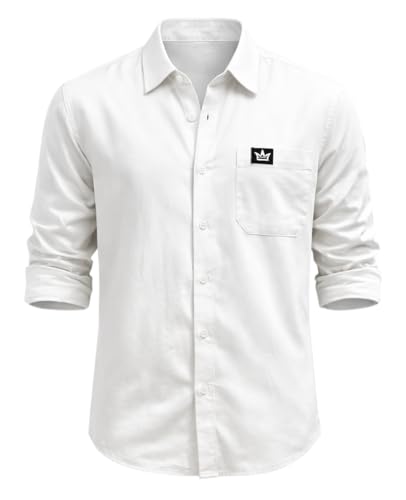 Image of IndoPrimo Men's Regular Fit Cotton Casual Shirt | Premium Solid Full Sleeve Shirt