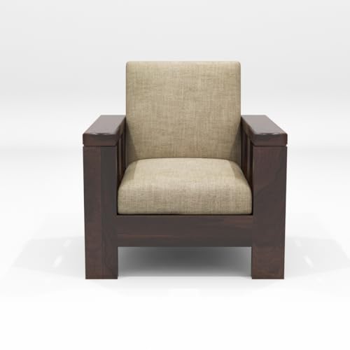 Image of Sheesham Wooden 6 Seater Sofa Set for Living Room | Solid Wood Sofa | Rosewood Sofa Set for Home & Office | Lounge (Walnut, 6 Seater)