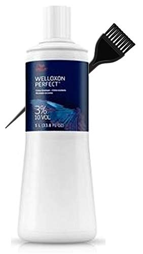 Wella Koleston WELLOXON PERFECT Creme Developer (w/Sleek Tint Brush) Cream Peroxide Hair Color Haircolor Dye (10 Volume / 3% - 33.8 oz liter)