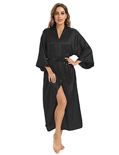 Women's Soft Long Satin Robes Long Silk Robes Full Length Robes Kimonos Silky Bath Robe Dressing Gowns4