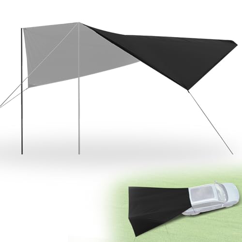 Large Car Side Awning Camping, 14x16ft Weatherproof SUV Shelter Tarp Canopy with Storage Bag for Truck MPV Jeep Van Campervan Caravan Vehicle