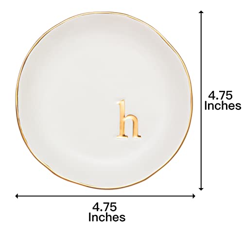 COLLECTIVE HOME - Ceramic Jewelry Tray, Decorative Trinket Dish for Rings Earrings Necklaces Bracelet Watch Keys, Birthday Mother's Day Christmas Gift for Women, 4.75", White Surface (H)
