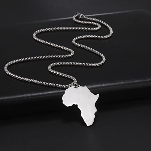 EUEAVAN Africa Map Pendant Necklace Stainless Steel Map of Africa Country Pendant Necklace for Men Women4