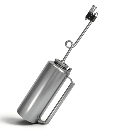 5L Double-Bottom Drip Torch for Burning Ideal for Forestry & Wildland Fire | Heavy-Duty Cast Iron Tank | Big Mouth Filling | Fuel Trap & Check Valve | Oil-Proof Gaskets Forestry Tools Silvery