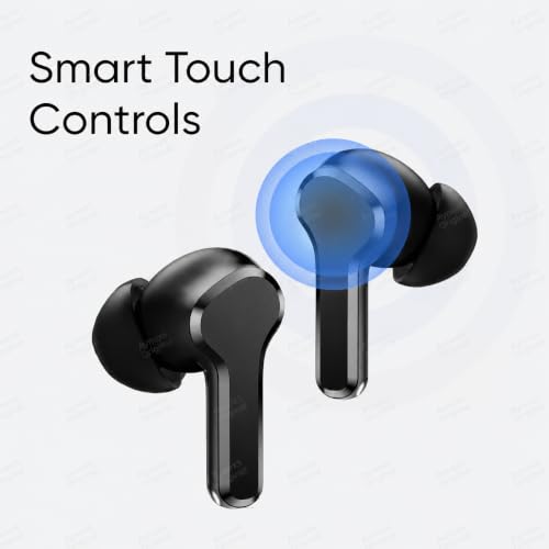 Image of Buds T110 Bluetooth Truly Wireless in Ear Earbuds Compatible with Realme mic, AI ENC for Calls, Google Fast Pair, 38 Hours Total Playback with Fast Charging and Low Latency Gaming Mode(Black)