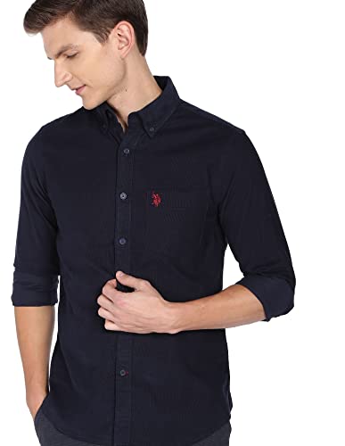 Image of U.S. Polo ASSN. Men Cotton Solid Tailored Fit Shirt