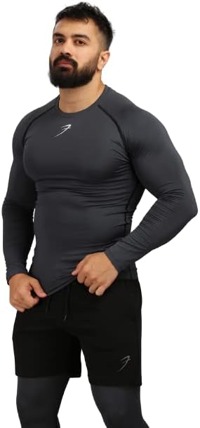FUAARKMen's Full Sleeve Compression T-Shirt - Athletic Base Layer for Fitness, Cycling, Training, Workout, Tactical Sports Wear