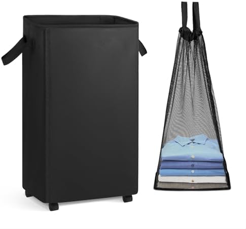 Laundry Hamper Laundry Basket with Wheels, 100L Large&Tall Collapsible Clothes Hamper with Removable Bag, Dirty Clothes Hampers for Bedroom, Bathroom, Dorm, College